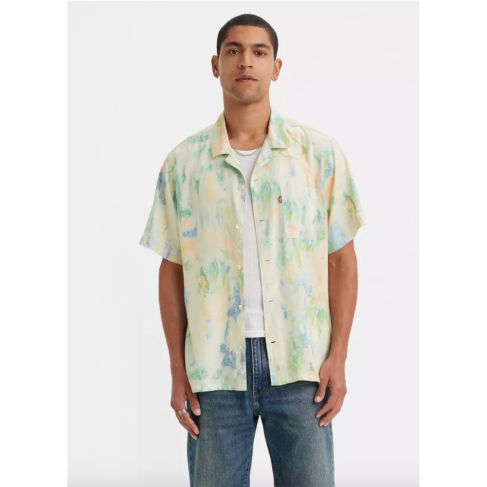 Levi's Sunset Camp Shirt Watercolor Relaxed Fit Lyocell Men's XXL NWT Resortwear